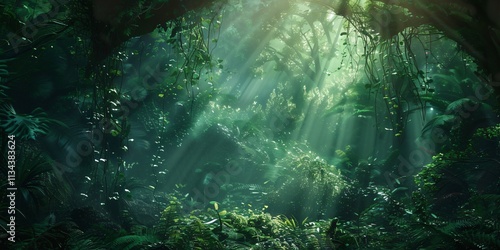 A Jungle Illuminated by Luminous Vines, Softly Glowing Vines of Wonder