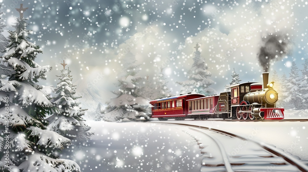 Train north pole background fantasy christmas Train north pole background fantasy christmas