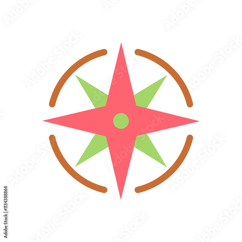 wind rose icon, , suitable for designs related to astrology, cardinal directions, compapass etc. Isolated white background editable, eps 10 photo