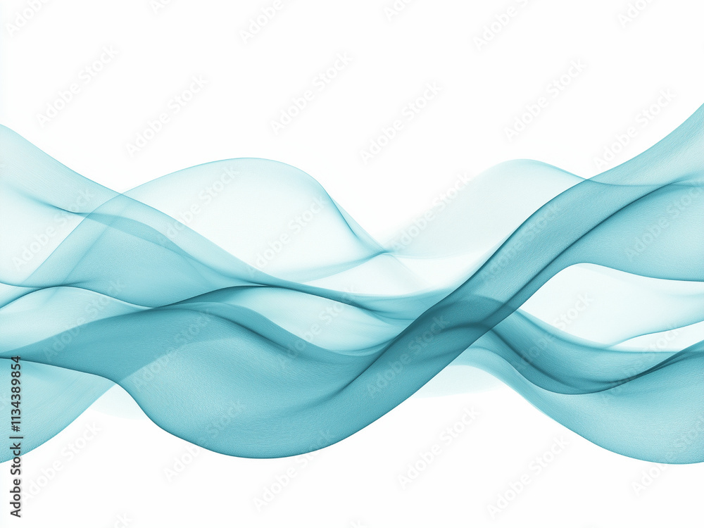 Abstract blue waves on a white background with smooth, flowing patterns and minimalistic style, perfect for modern design.