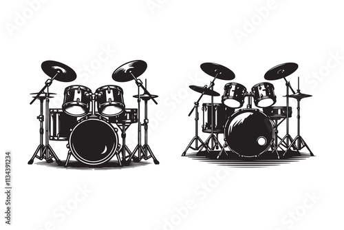 Drum kit set Design Silhouette Illustration