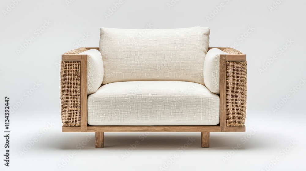 A stylish, modern armchair featuring a wooden frame and textured upholstery, perfect for contemporary living spaces. A stylish, modern armchair featuring a wooden frame and textured upholstery, perfect for contemporary living spaces.
