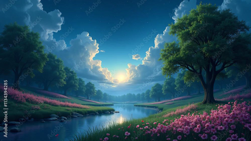 A beautiful garden with a clean background A beautiful garden with a clean background
