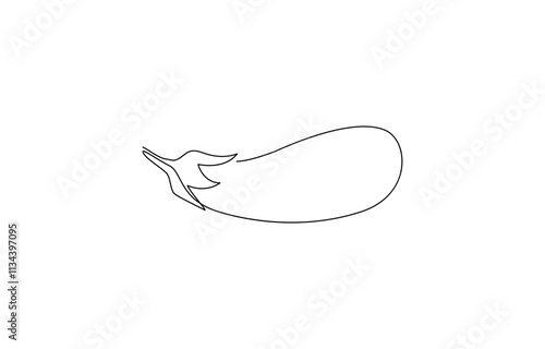 Eggplant in continuous line art drawing style. Aubergine fruit black linear sketch isolated, One continuous line drawing eggplant vegetable. eggplant single line illustration.