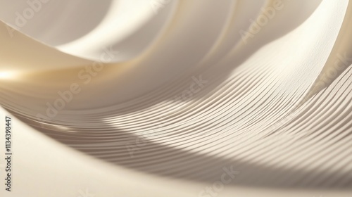 A high-angle view of embossed white textured paper with soft waves and smooth lighting, creating a minimalist and elegant composition with flowing shadows