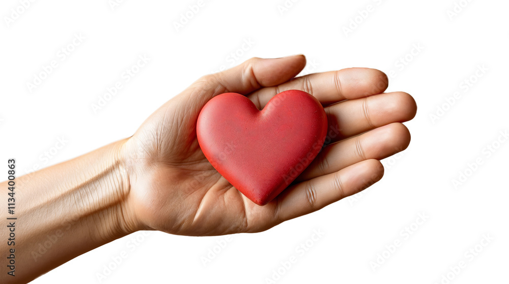 Hand Holding a Red Heart Symbol isolated on cutout, transparent png Hand Holding a Red Heart Symbol isolated on cutout, transparent png