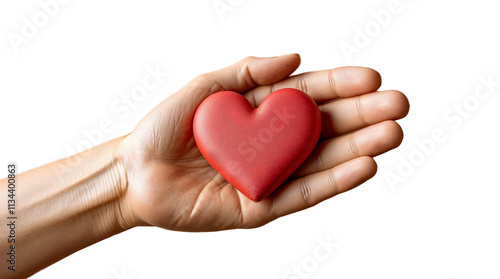 Hand Holding a Red Heart Symbol isolated on cutout, transparent png