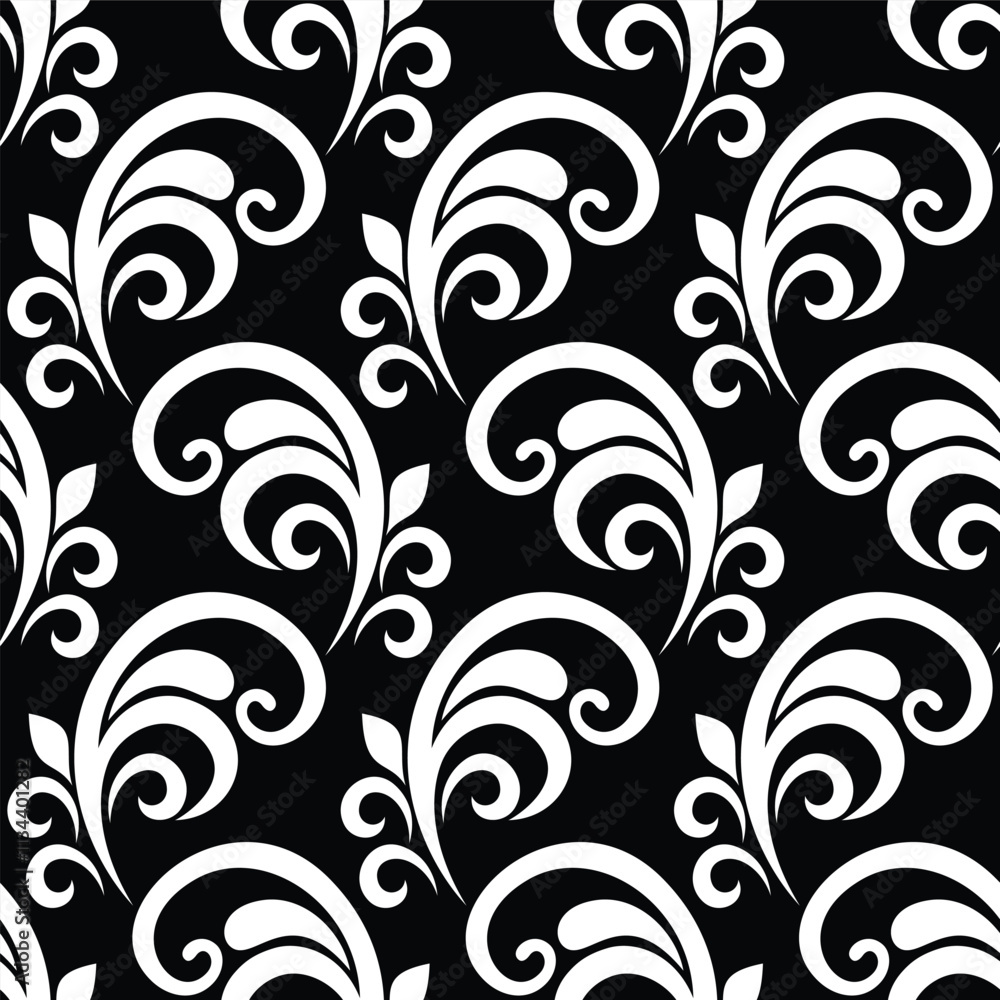 Damask floral design element. Black and white. Graphic ornament royal wallpaper vector background. Damask floral design element. Black and white. Graphic ornament royal wallpaper vector background.
