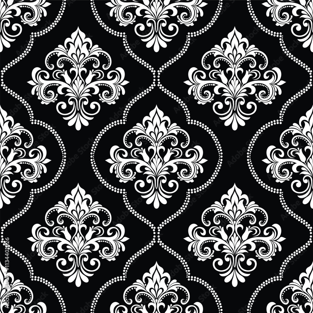 Abstract geometric floral seamless pattern. Black and white ornament. Modern stylish texture repeating. Vector background. Abstract geometric floral seamless pattern. Black and white ornament. Modern stylish texture repeating. Vector background.