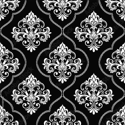 Abstract geometric floral seamless pattern. Black and white ornament. Modern stylish texture repeating. Vector background.