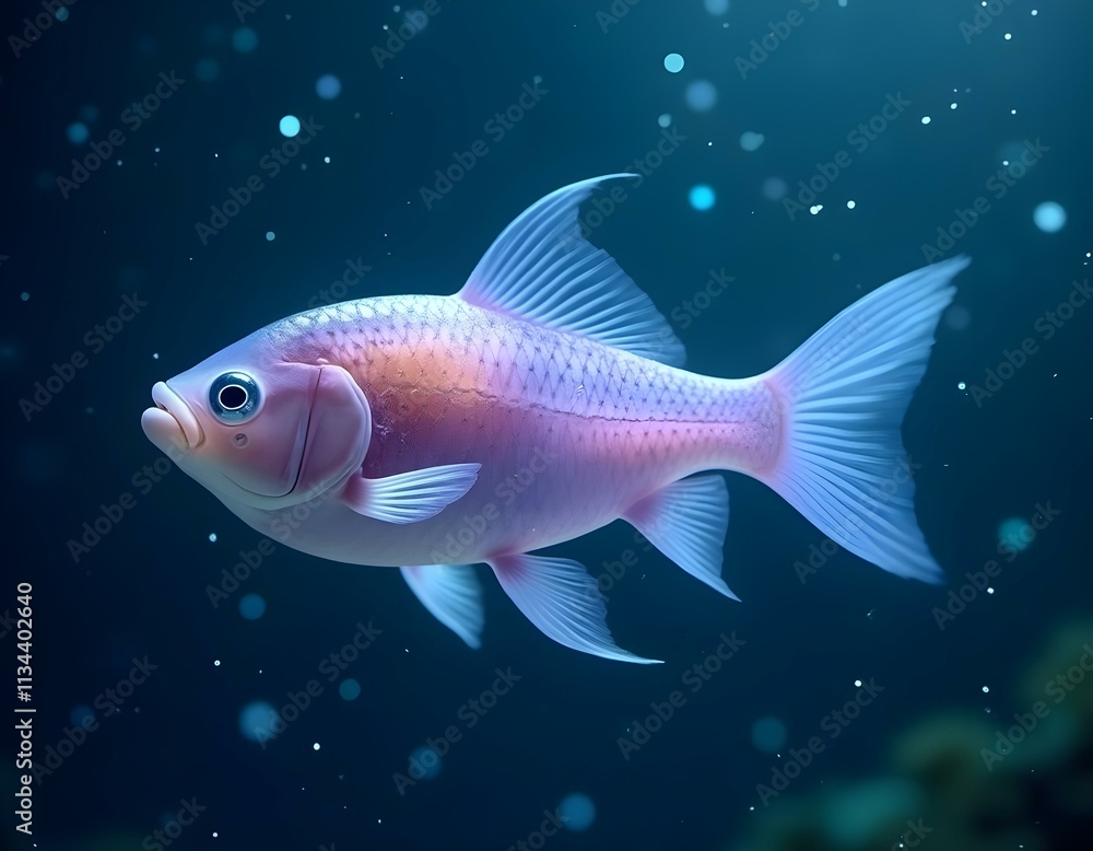 Futuristic Translucent Fish Swimming in the Ocean Underwater Beneath the Cosmos and Moon Futuristic Translucent Fish Swimming in the Ocean Underwater Beneath the Cosmos and Moon