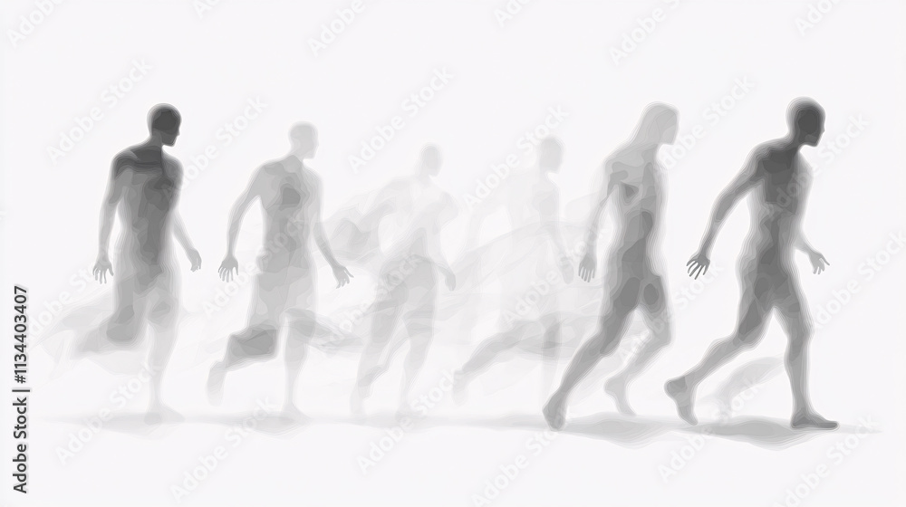 Abstract Silhouettes of Ghostly Figures Emerging from Smoke on a Minimalist Background, Representing Mystery, Fantasy, and the Supernatural Abstract Silhouettes of Ghostly Figures Emerging from Smoke on a Minimalist Background, Representing Mystery, Fantasy, and the Supernatural