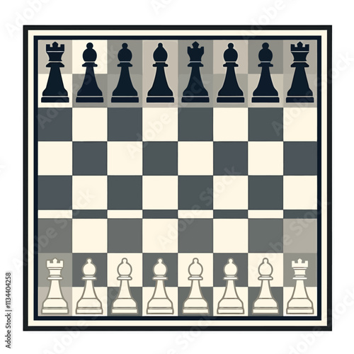 a chess board with a black and white chess piece