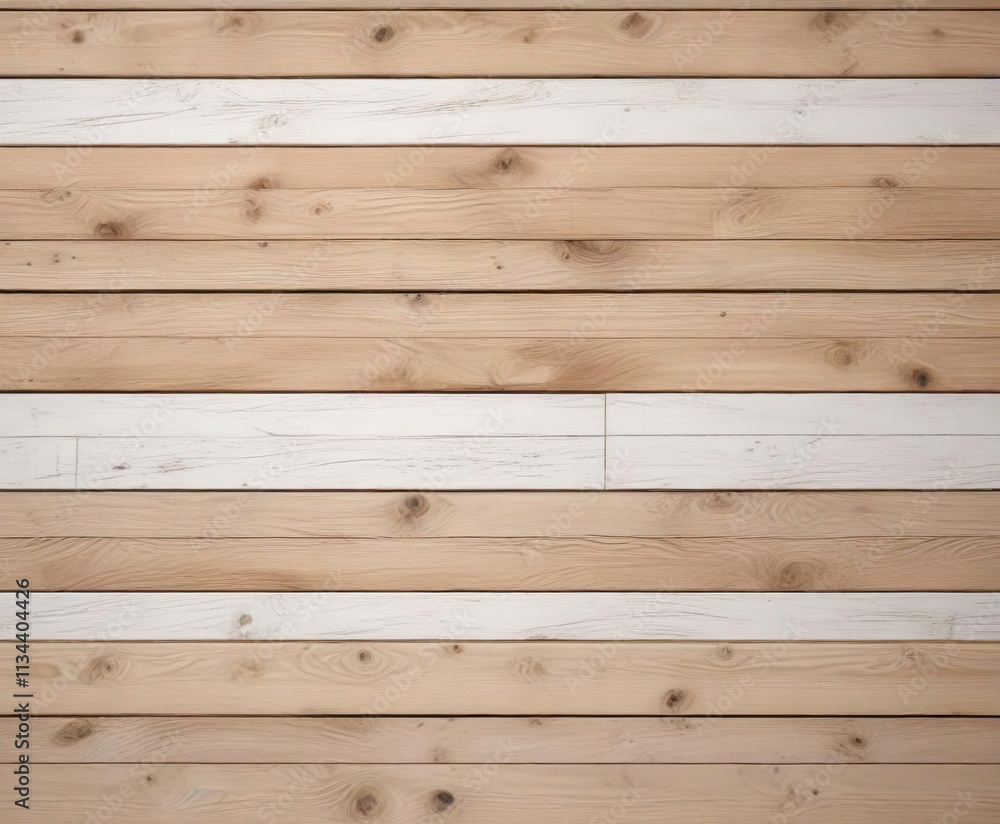 Naklejka premium Natural wooden shiplap with white border and coastal vibe, beachy vibes, rustic charm, wood grain