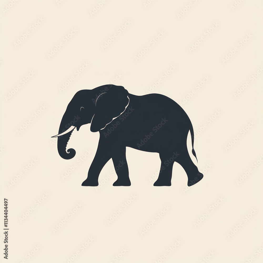 Obraz premium Silhouette of an African elephant walking.