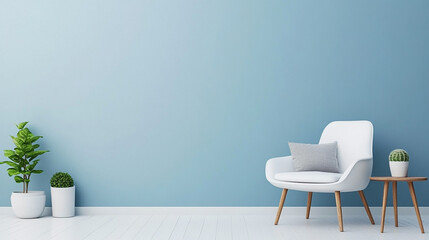 Serene living space modern home abstract blue wall background minimalist environment calm concept