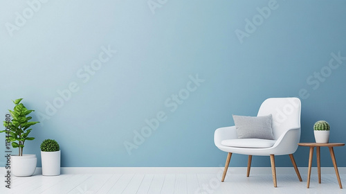 Serene living space modern home abstract blue wall background minimalist environment calm concept