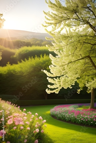 A vibrant, spring floral landscape