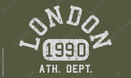 London 1990 Athletic department college slogan vector illustration for t-shirt and other uses.