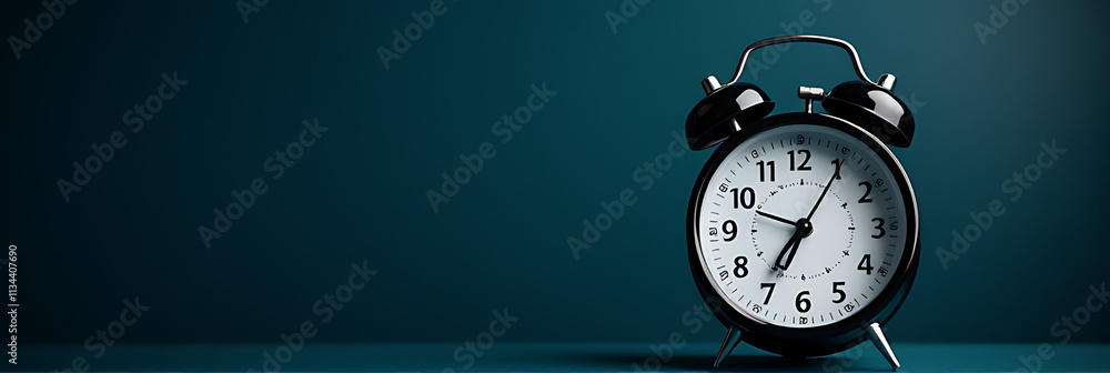 Retro black alarm clock features a business graph on a dark blue background for a professional look._00001_ Retro black alarm clock features a business graph on a dark blue background for a professional look._00001_
