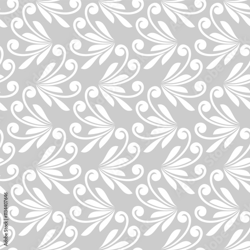 Abstract geometric floral seamless pattern. Black and white ornament. Modern stylish texture repeating. Vector background.
