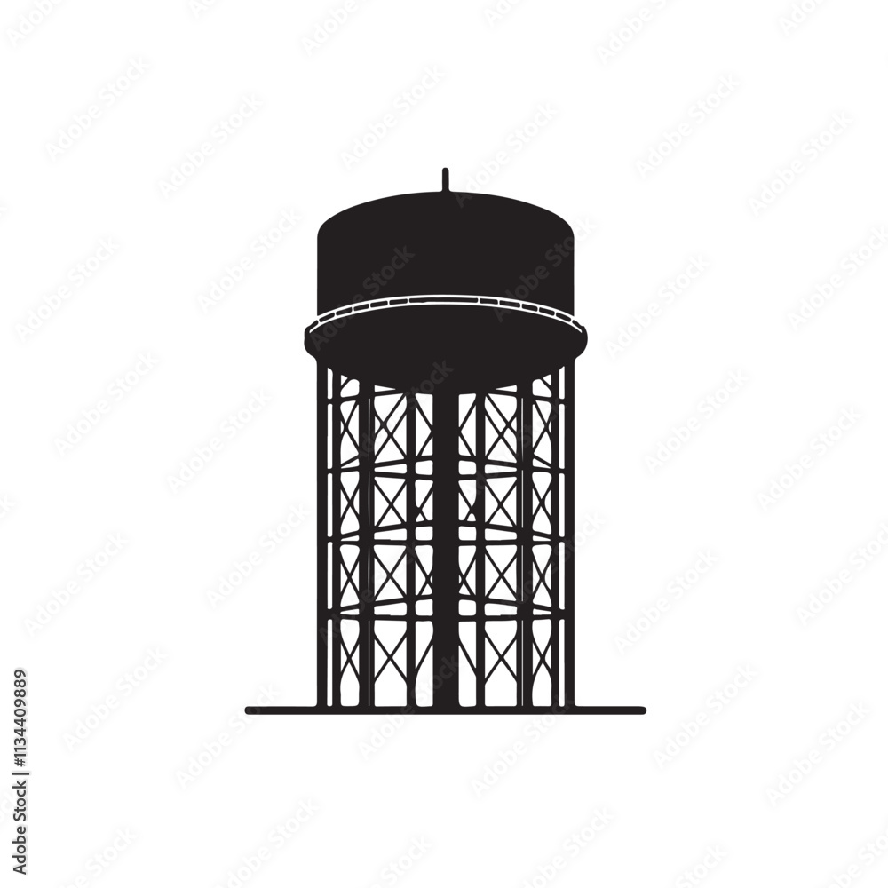 water storage tower silhouette vector illustration water storage tower silhouette vector illustration