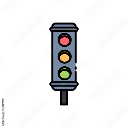 icon Traffic light ,signals managing vehicle. Suits transportation, urban planning, safety, technology, and traffic management concepts.Isolated white background editable,eps 10