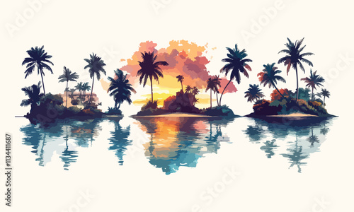 tropical island with tropical fishes photo