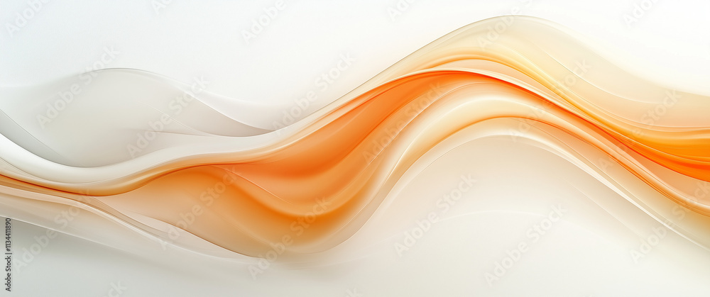Fototapeta premium Soft Flowing Orange And White Fluid Waves Abstract Background