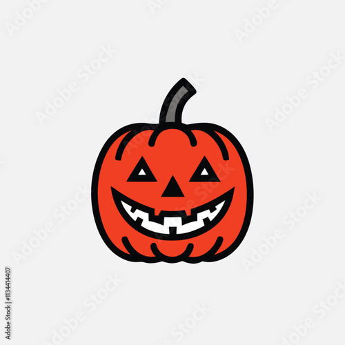 Black silhouette Menacing Looking Jack O Lantern from a Pumpkin With Lit and Unlit Options and a Mean Face