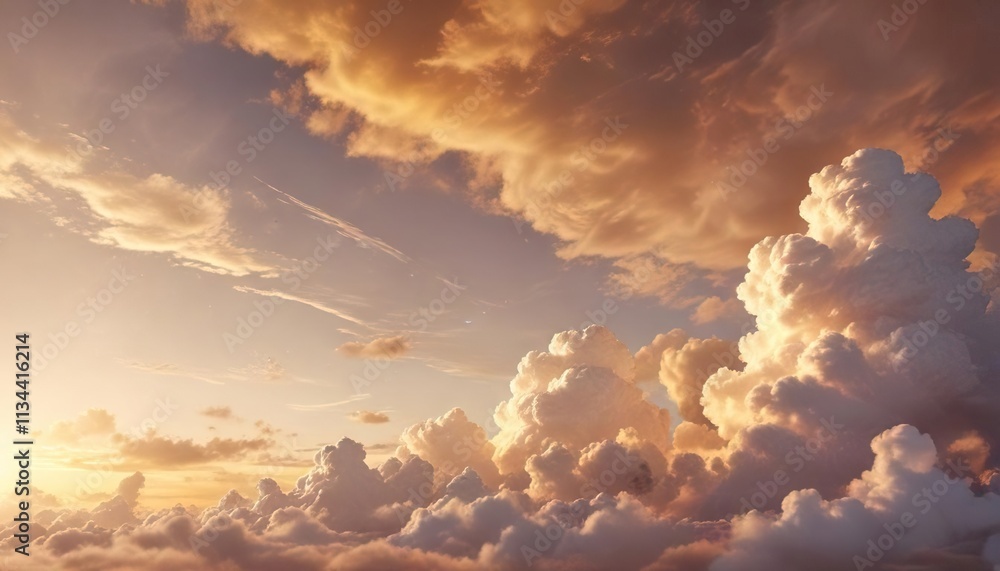 A delicate and artistic nature abstract background featuring a gentle sky with tiny fluffy clouds and warm golden colors, sunny, blue, soft colors A delicate and artistic nature abstract background featuring a gentle sky with tiny fluffy clouds and warm golden colors, sunny, blue, soft colors