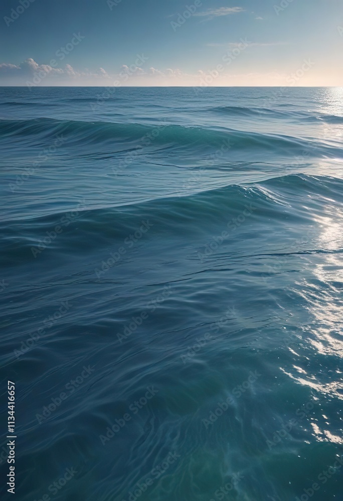 Calm oceanic surface with gentle ripples and waves in a soothing blue hue, abstract background, watercolor Calm oceanic surface with gentle ripples and waves in a soothing blue hue, abstract background, watercolor