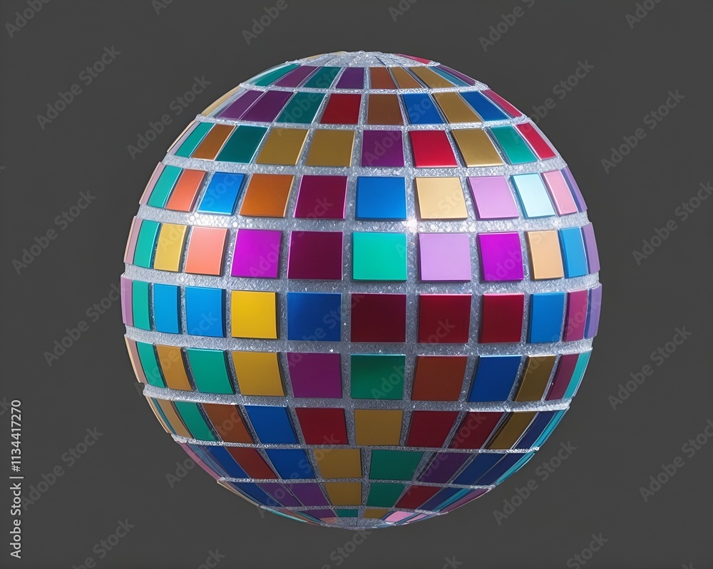 Shiny disco ball halftone with sparkling reflections isolated on white background for party and celebration Shiny disco ball halftone with sparkling reflections isolated on white background for party and celebration