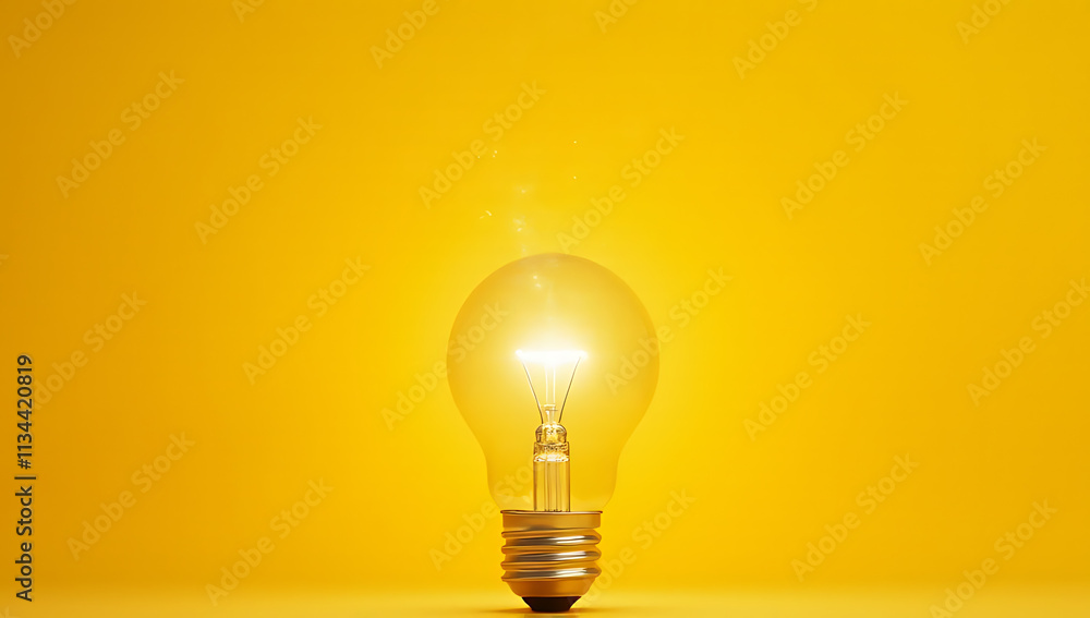 A sparking idea is conceived when a lightbulb moment occurs above a bright yellow background near an ordinary desk lamp._00002_ A sparking idea is conceived when a lightbulb moment occurs above a bright yellow background near an ordinary desk lamp._00002_