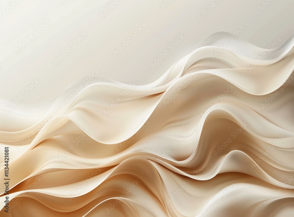 Fototapeta premium Light brown silk fabric with waves