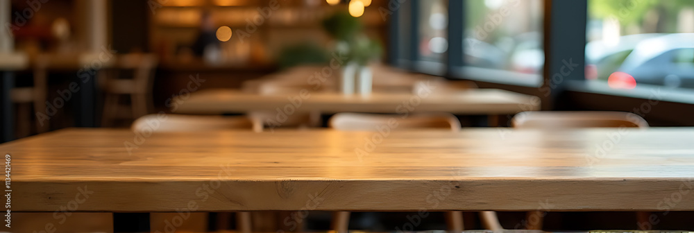 A rustic wooden tabletop complements a light gold tone in a cozy café or restaurant setting effectively._00002_ A rustic wooden tabletop complements a light gold tone in a cozy café or restaurant setting effectively._00002_
