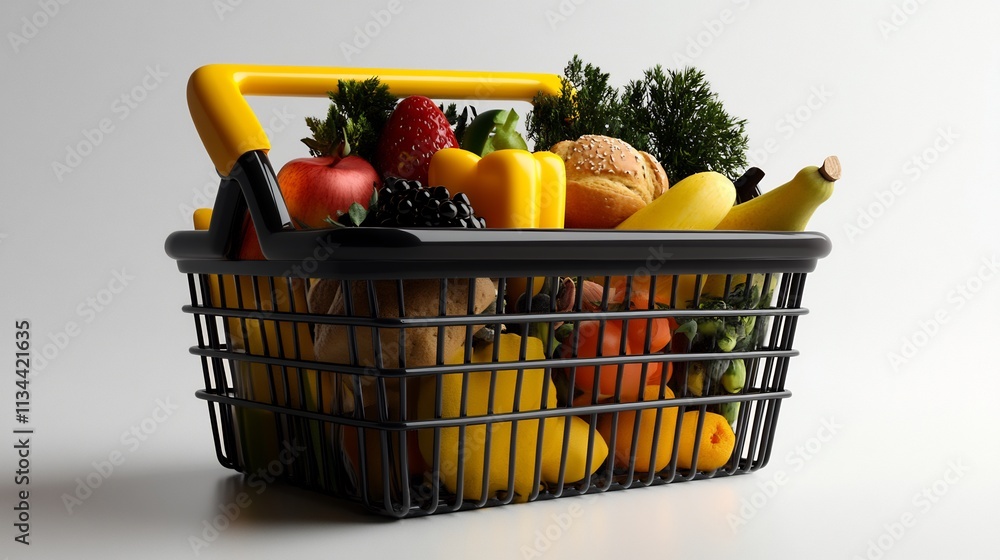 Shopping Basket Full of Fresh Groceries and Produce Shopping Basket Full of Fresh Groceries and Produce