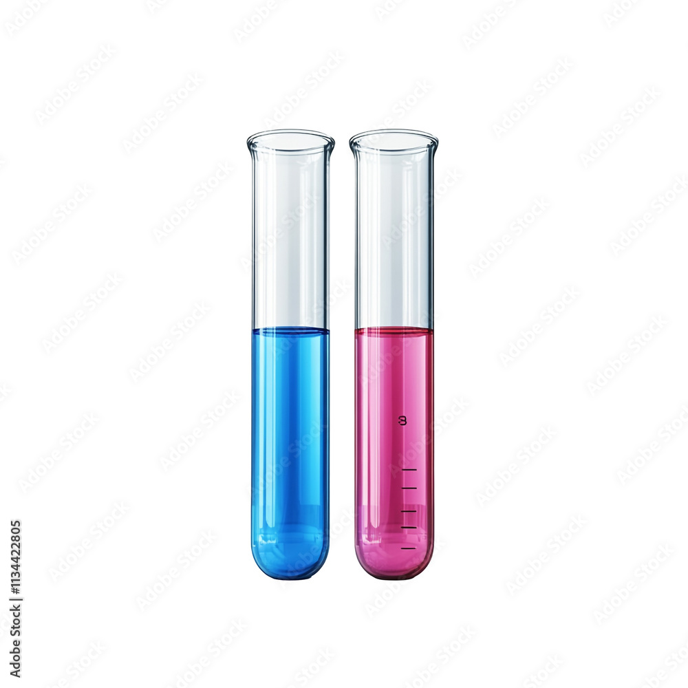 Two Test Tubes with Blue and Pink Liquids Two Test Tubes with Blue and Pink Liquids