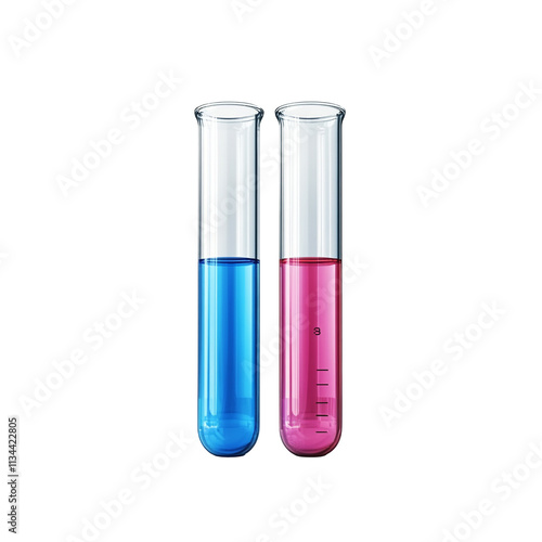 Two Test Tubes with Blue and Pink Liquids