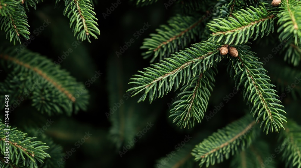 Lush Green Spruce Branches Close Up View Lush Green Spruce Branches Close Up View