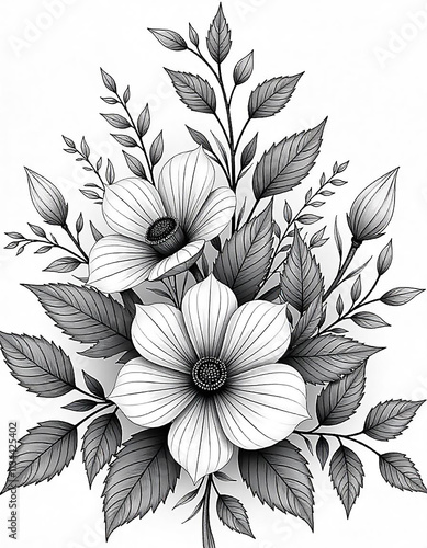 Wallpaper Mural black and white flower Torontodigital.ca