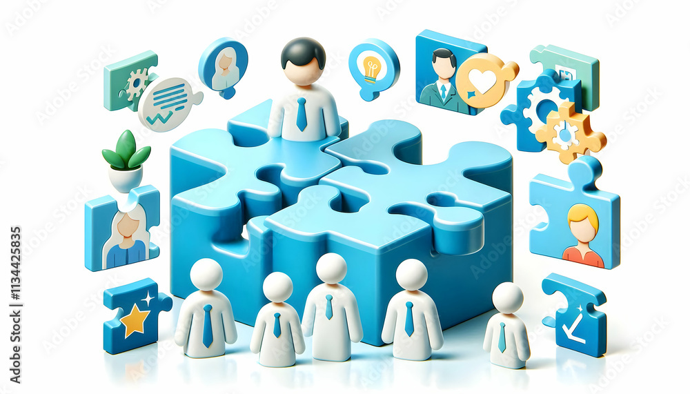 3D Transparent puzzle pieces with team icons isolated on white background concept as Transparent puzzle pieces featuring team icons representing clarity and seamless collaboration in team building puz 3D Transparent puzzle pieces with team icons isolated on white background concept as Transparent puzzle pieces featuring team icons representing clarity and seamless collaboration in team building puz