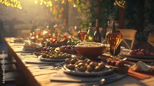 Cozy Mediterranean Dinner Party Long Table Setup