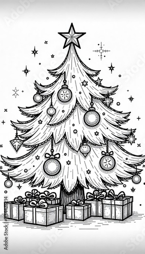 Wallpaper Mural christmas tree with presents Torontodigital.ca