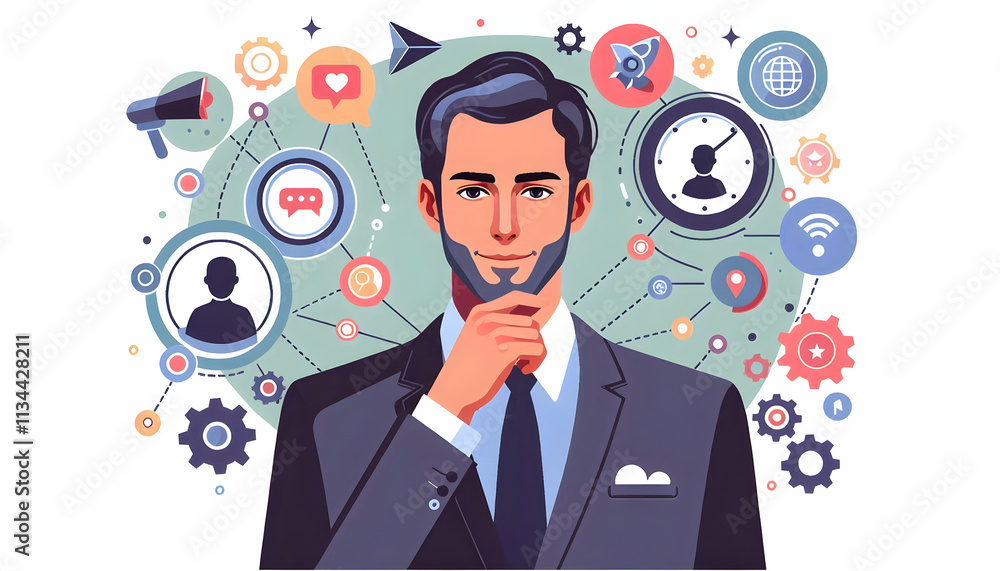 Close Up Portrait of Community Manager Using Digital Communication Tools in Modern Tech Environment Close Up Portrait of Community Manager Using Digital Communication Tools in Modern Tech Environment