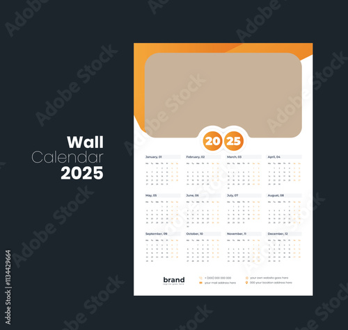 Wall calendar 2025 template design
