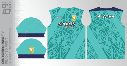 Modern ready-to-print jersey design with dynamic lines and vibrant colors. Perfect for football, basketball, cycling, or sportswear. High-quality, customizable vector file for instant printing.