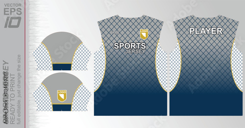 Modern ready-to-print jersey design with dynamic lines and vibrant colors. Perfect for football, basketball, cycling, or sportswear. High-quality, customizable vector file for instant printing.