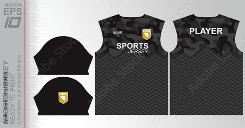 Modern ready-to-print jersey design with dynamic lines and vibrant colors. Perfect for football, basketball, cycling, or sportswear. High-quality, customizable vector file for instant printing.
