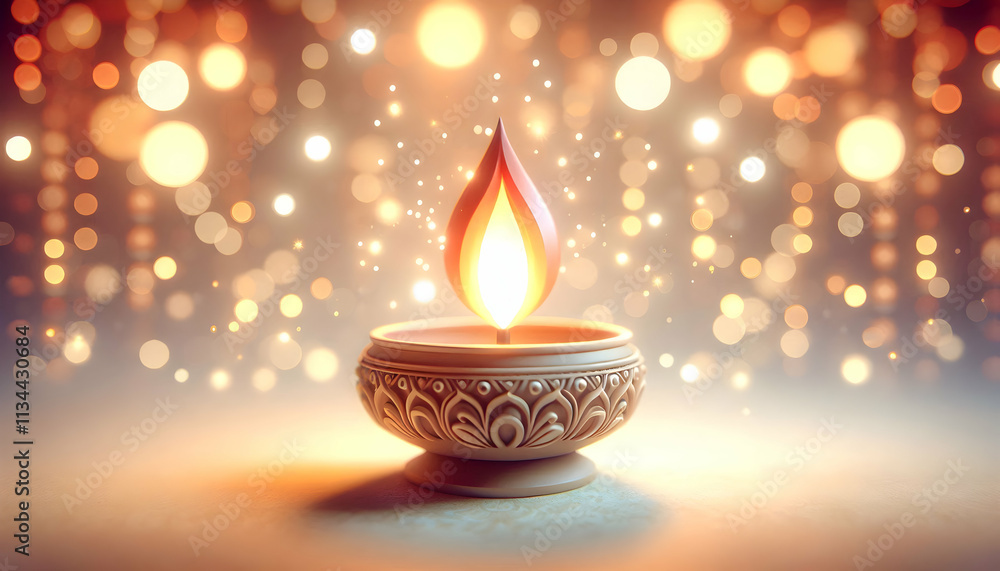 3D Soft abstract image of traditional lamps (diyas) glowing with gentle bokeh and copy space at the bottom. concept as Traditional lamps emit a warm glow against a soft bokeh background symbolizing li 3D Soft abstract image of traditional lamps (diyas) glowing with gentle bokeh and copy space at the bottom. concept as Traditional lamps emit a warm glow against a soft bokeh background symbolizing li